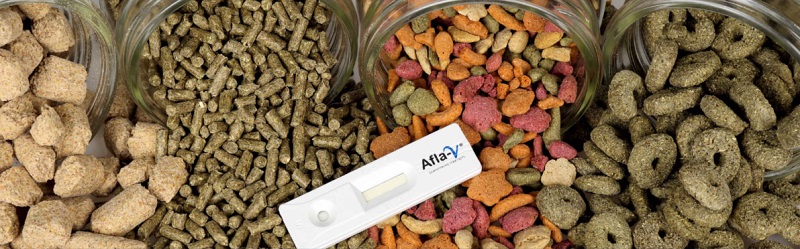 Afla-V ONE - lateral flow strip test measuring total aflatoxins (B1,B2,G1&G2) in complete feeds and pet foods